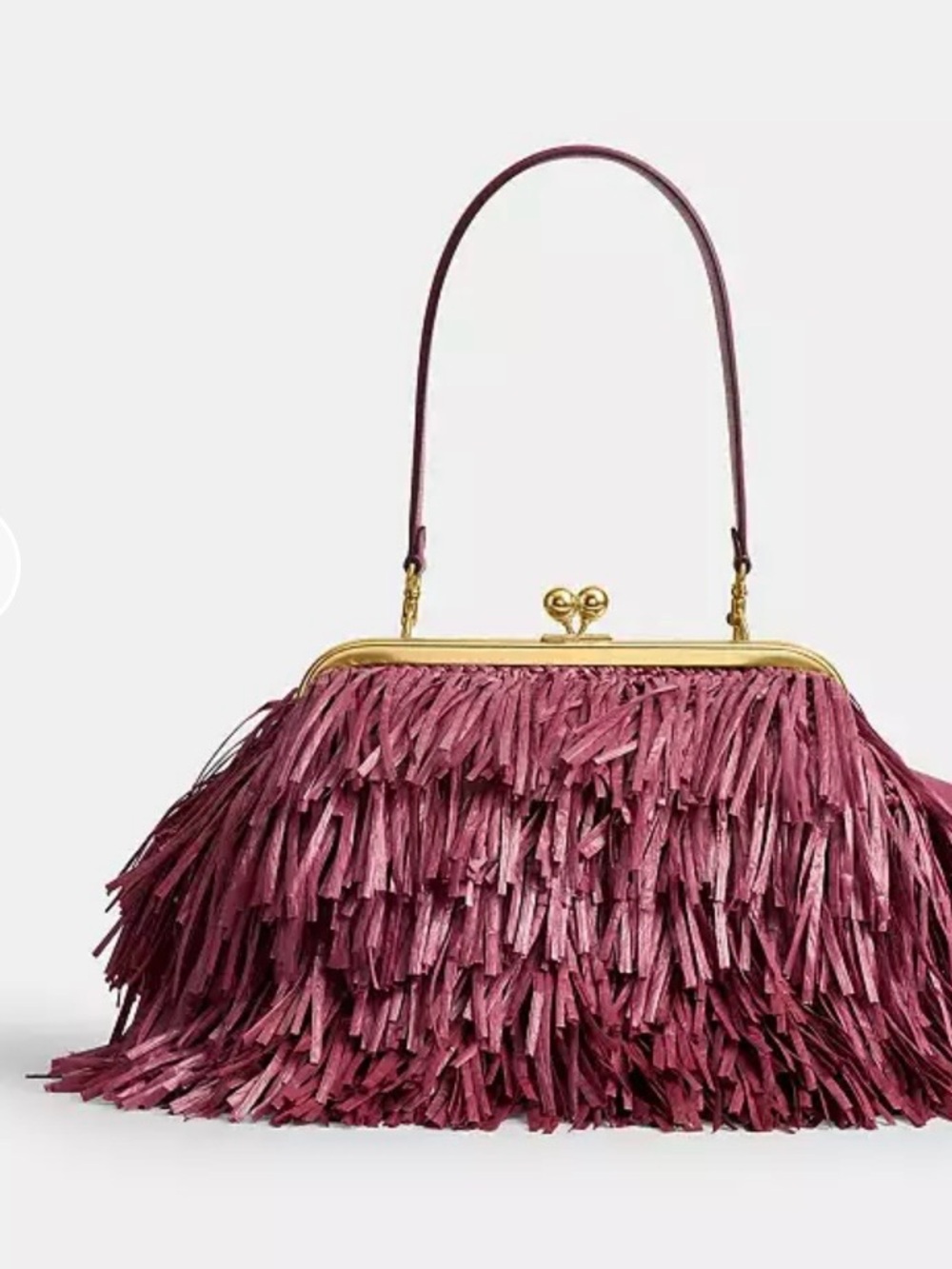 Coach Fushia Fringe Top-Handle Bag with Gold Hardware